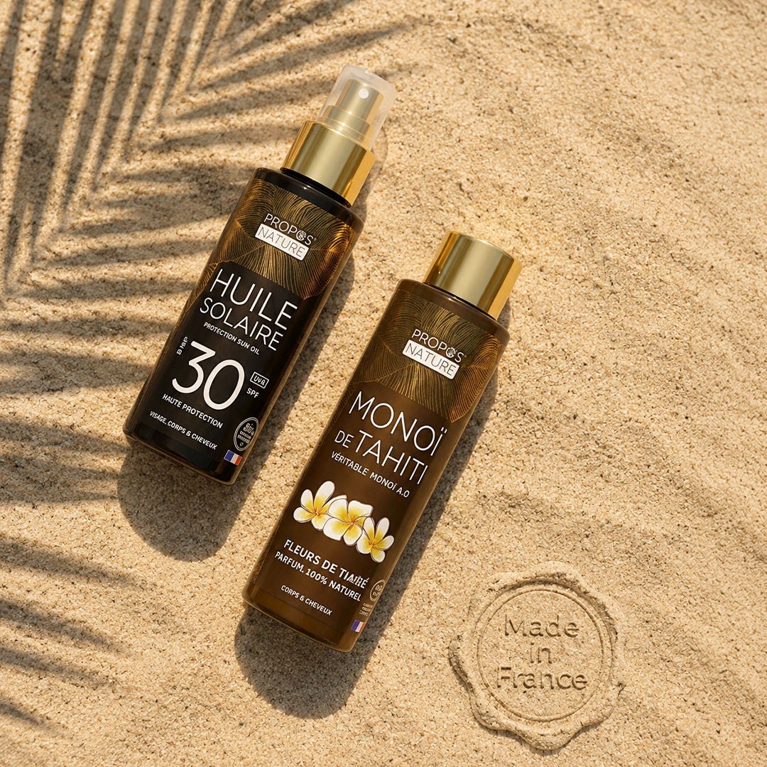 Set de aceite solar orgánico SPF 30 y monoi de Tahití